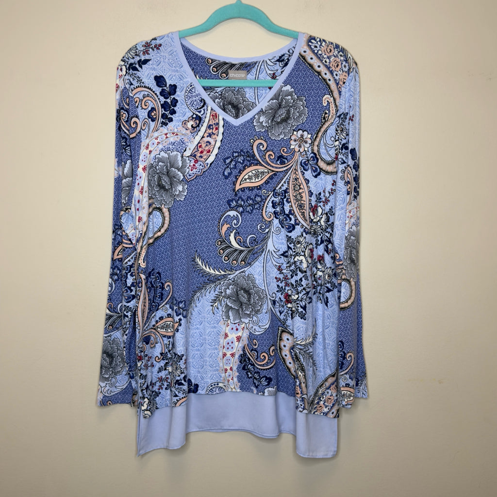 Chico's Paisley Print Tunic Top - Size Large