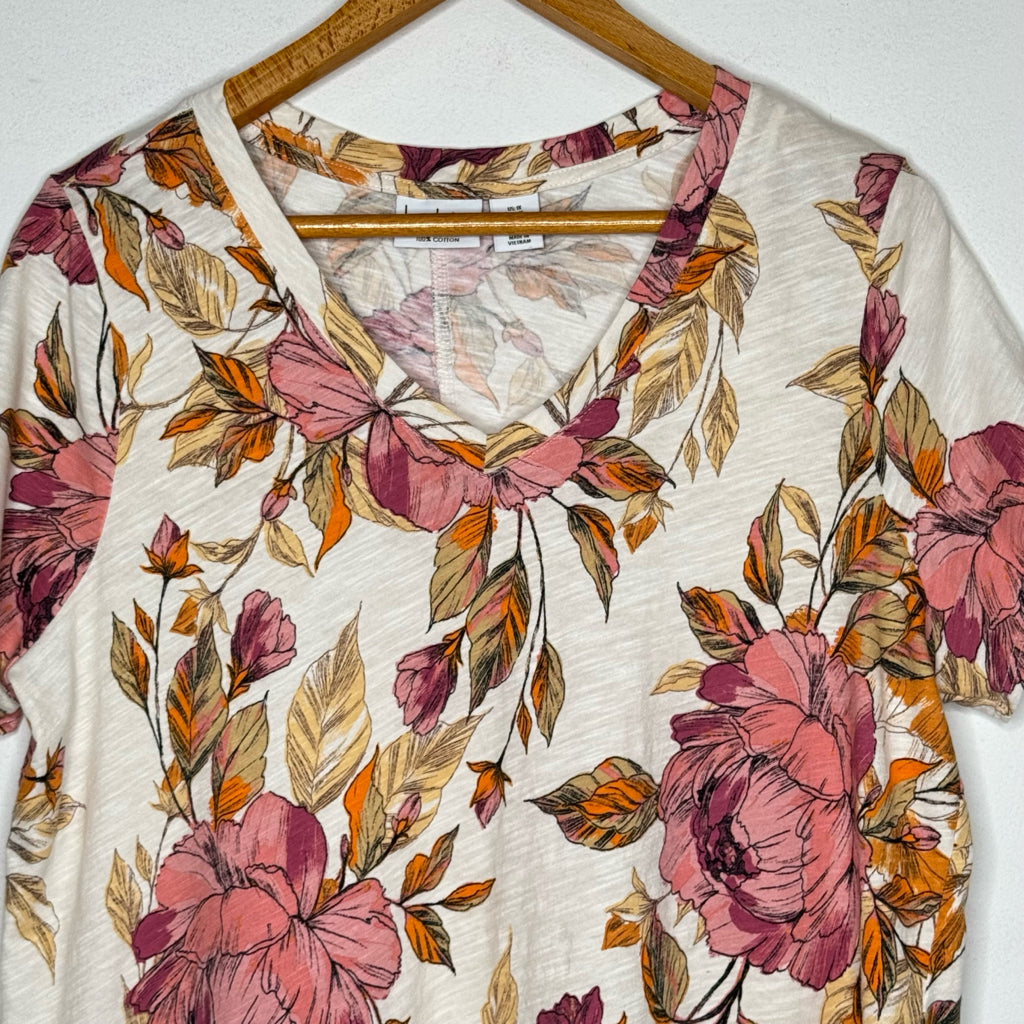 Nicole Miller Cotton Floral Tee - Size 1X