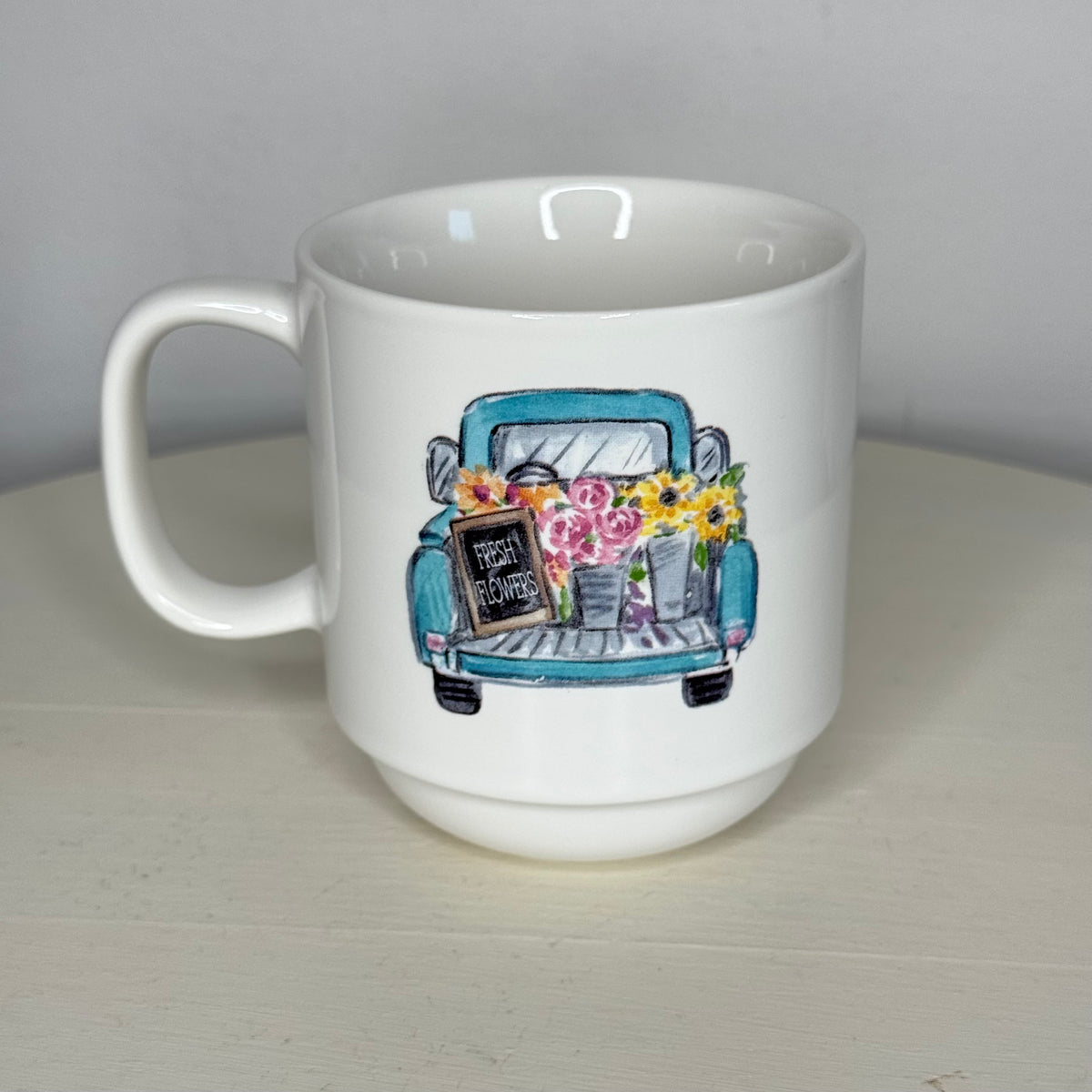 Fresh Flowers In Back of Vintage Truck Mug