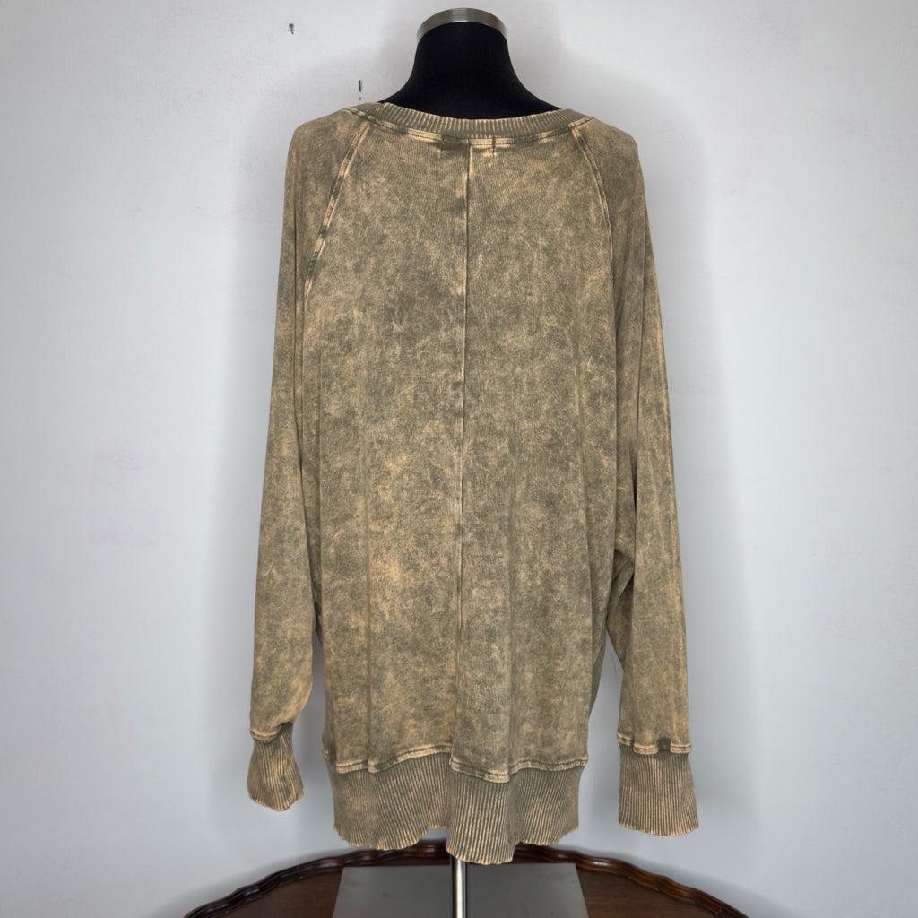 Zenana Factory Faded Sweatshirt w/Pockets - Size 1X