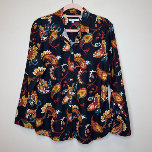 Chico's No Iron Stretch Paisley Print Top - Size Large