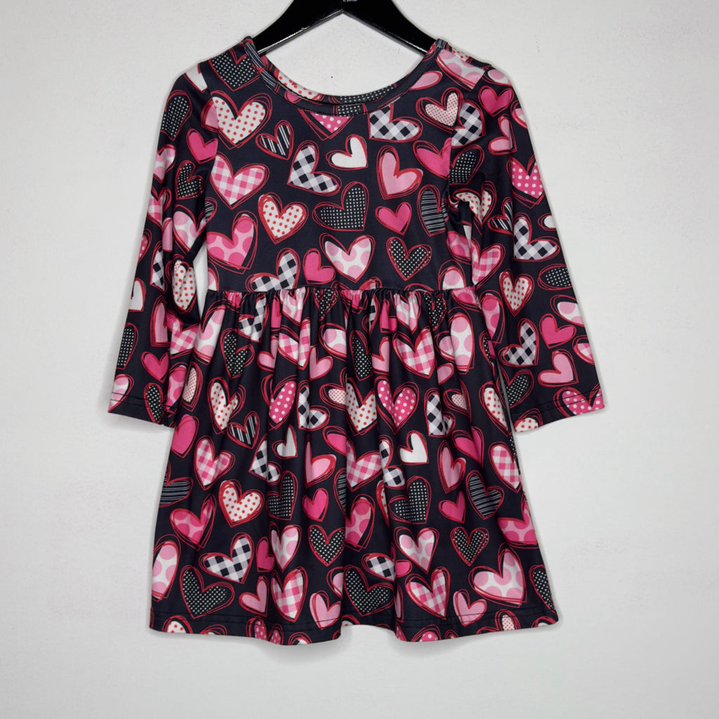 Heart Print Dress - Size 3/4 Youth