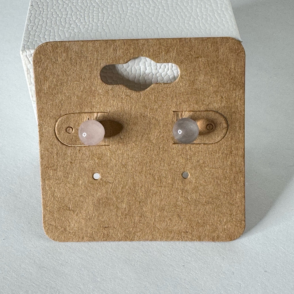 Natural Rose Quartz Stud Earrings