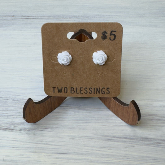 Two Blessings Earrings - Flower - White