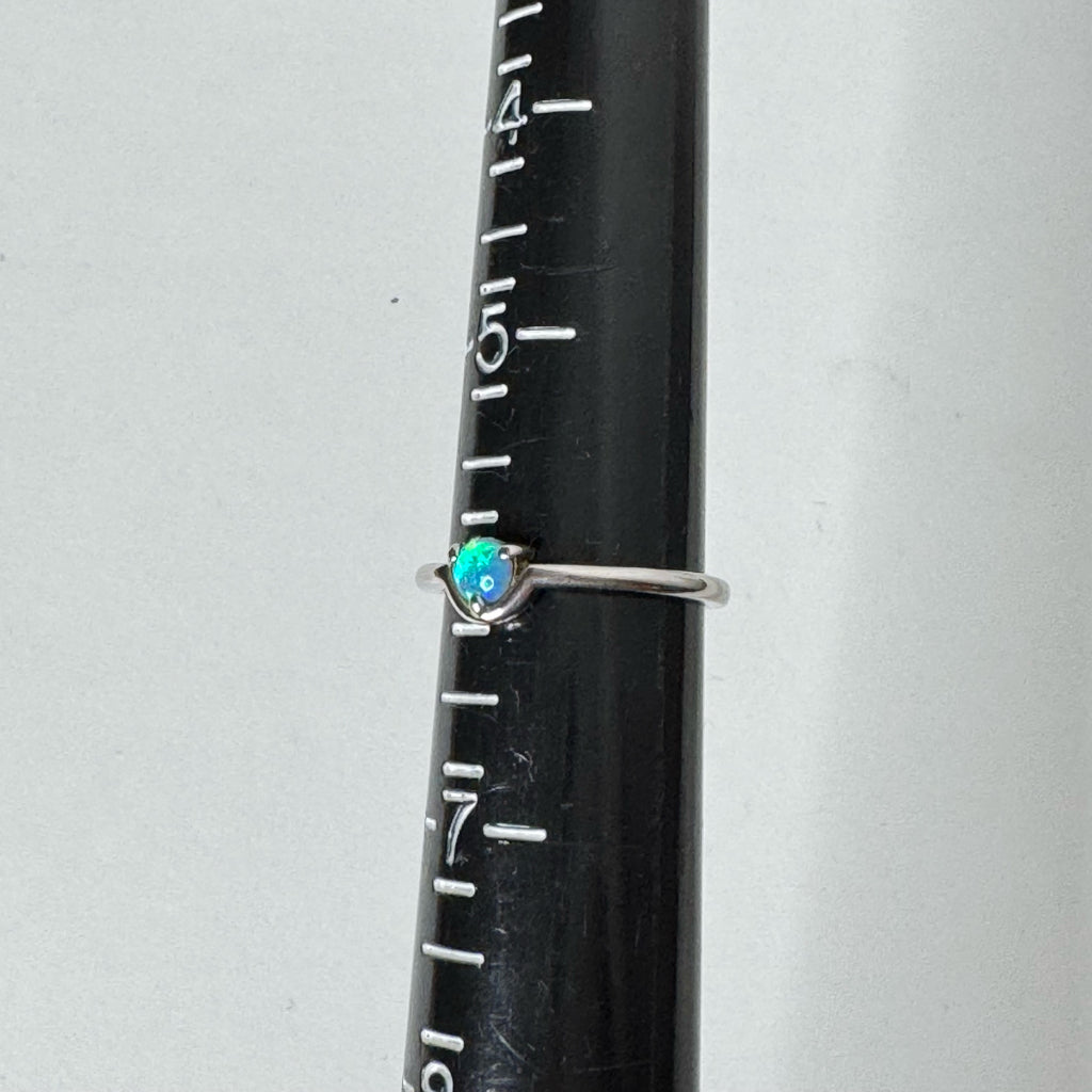 925 Sterling Silver Lab-Created Blue Fire Opal Ring - Size 6