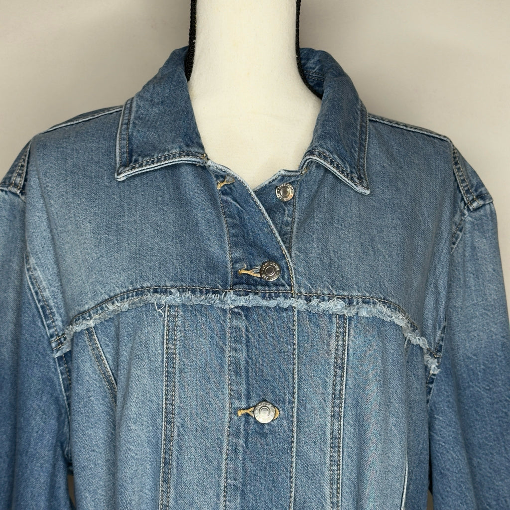 Loft Tie-Waist Denim Trucker Jacket - Size Large