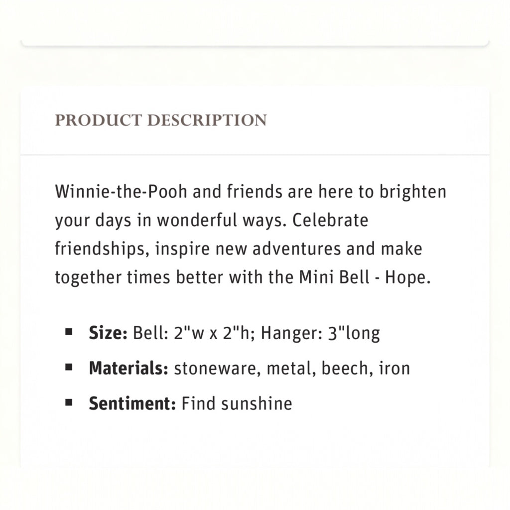 Winnie The Pool Mini Bell - Hope