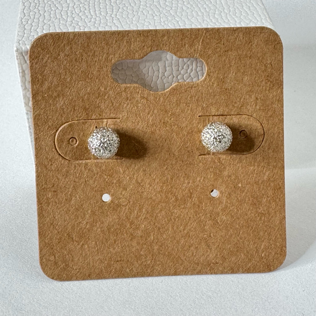 Silver Textured Ball Stud Earrings