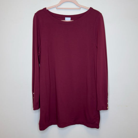 Chico's Ponte Knit Snap Sleeve Tunic Top - Size Large