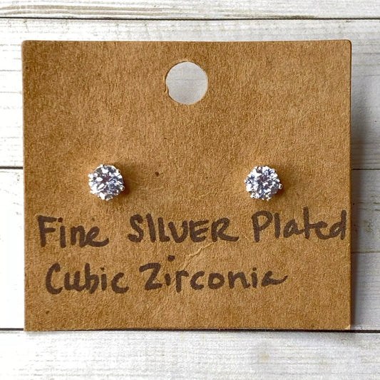 Fine Silver Plated Cubic Zirconia Earrings