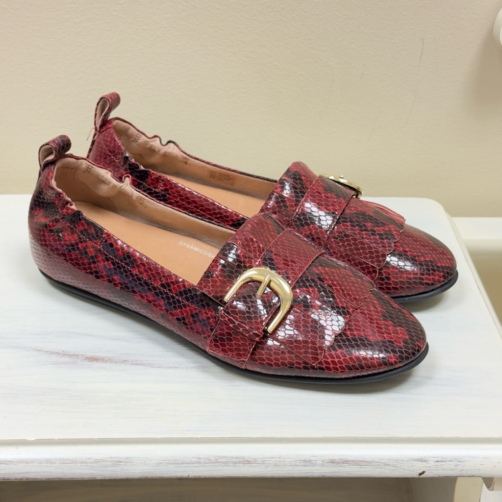 Fitflop Allegro Fringe Snake Embossed Adrenaline Red Leather - Size 8.5