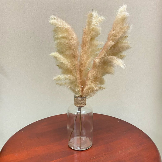 Faux Pampas Grass in Glass Vase