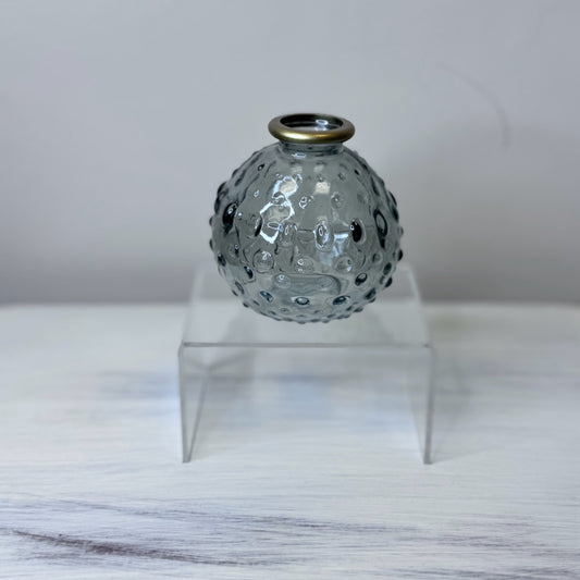 Blue Hobnail Round Glass Vase