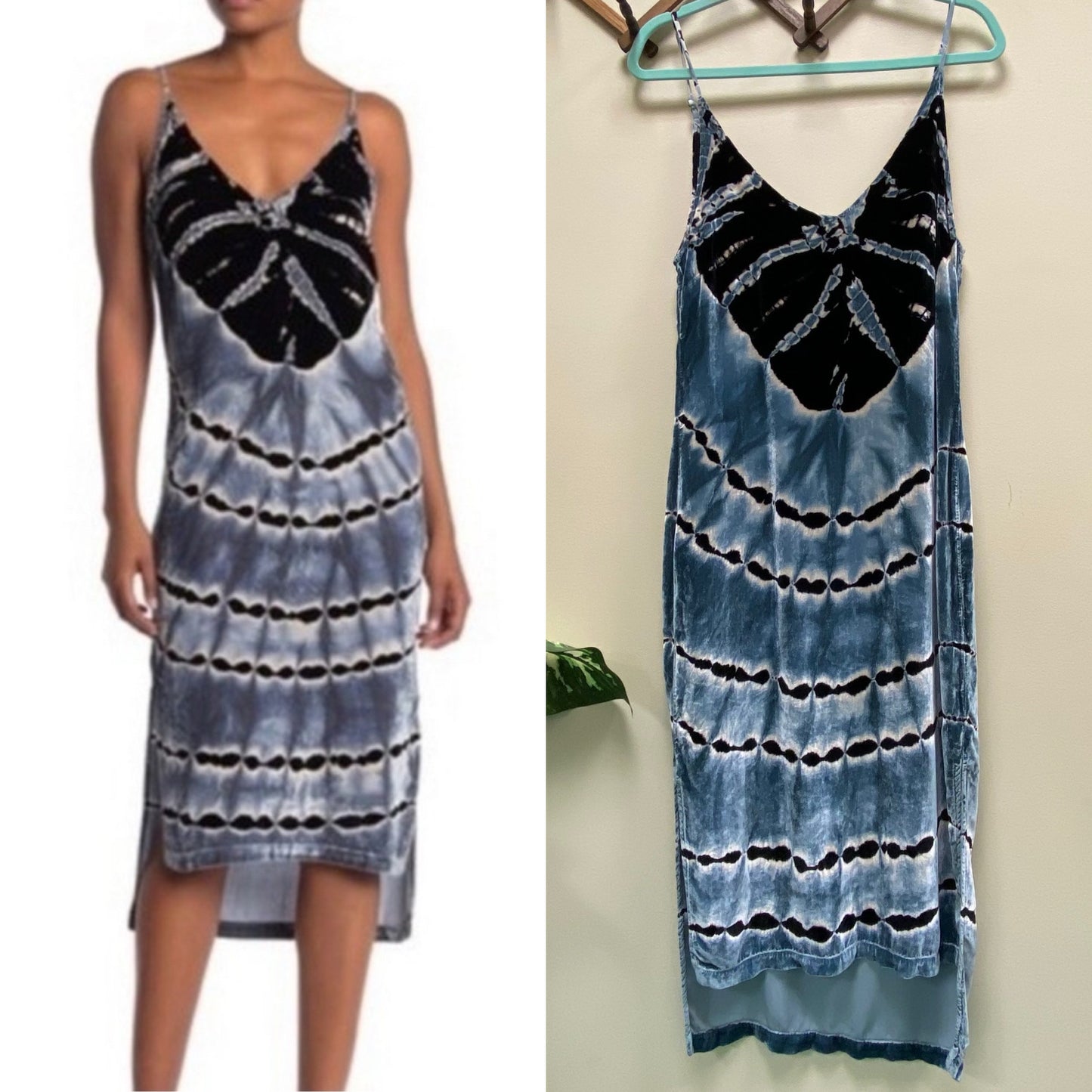 YFB Young Fabulous & Broke Astrid Velvet Tie Dye Slip Dress - Size Small