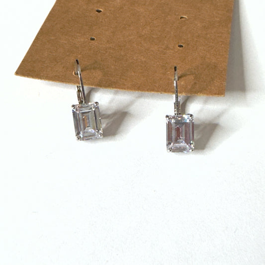 Emerald Cut Leverback Earrings