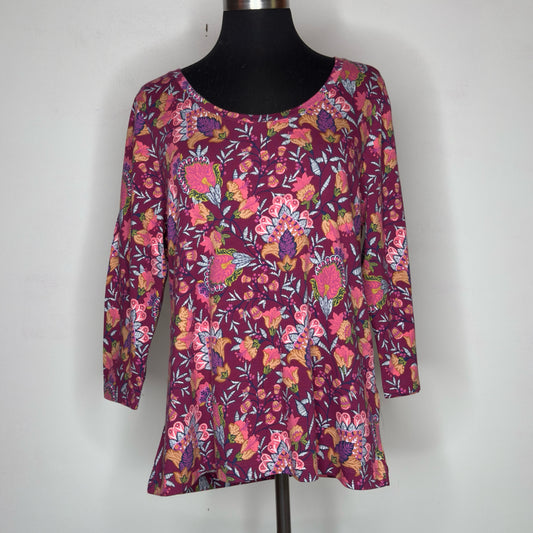 Soft Surroundings Floral Paisley Print 3/4 Sleeve Tee - Size Large