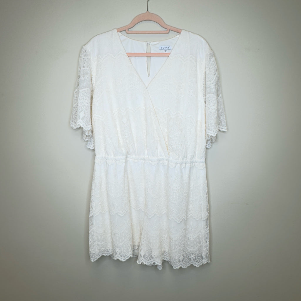Venus Lace Overlay Romper - Size XL