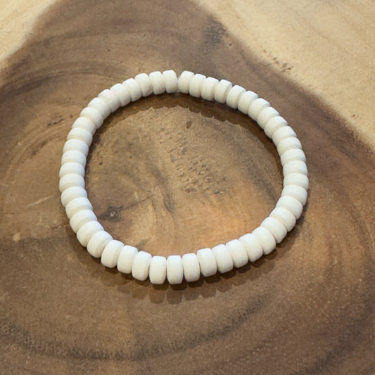Inga Ann's White Polymeri Beaded Bracelet