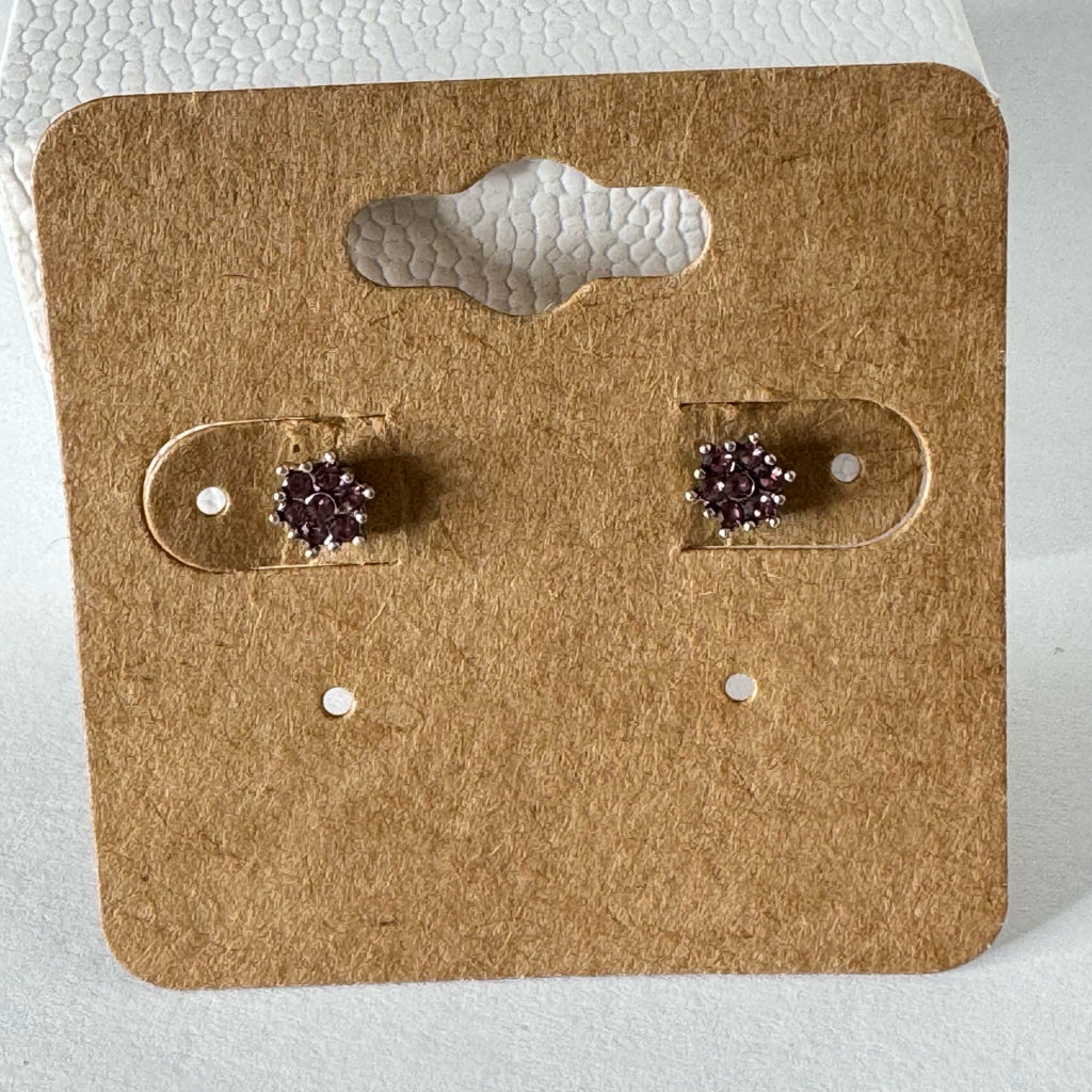 Purple Crystal Cluster Stud Earrings