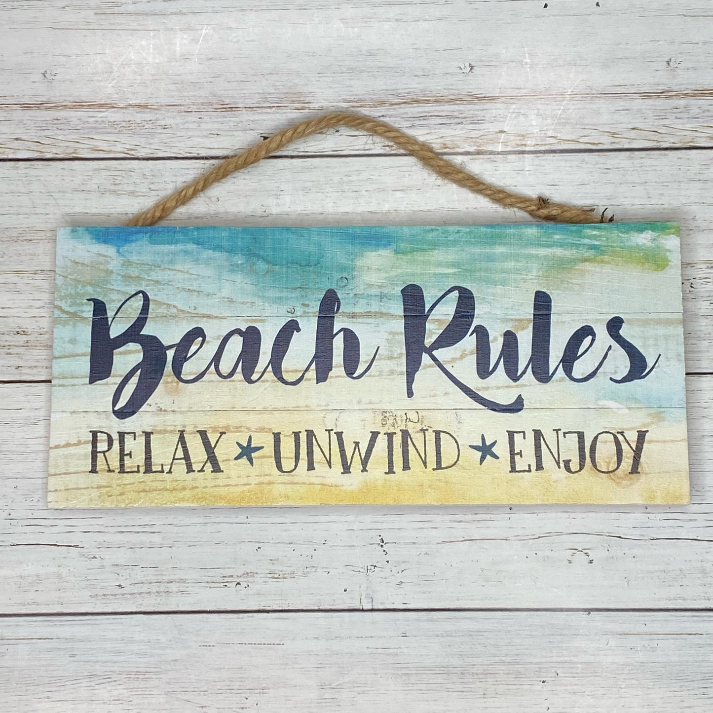 Beach Rules Hanging Sign