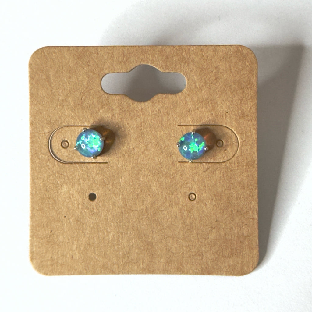 Blue Opal Stud Earrings