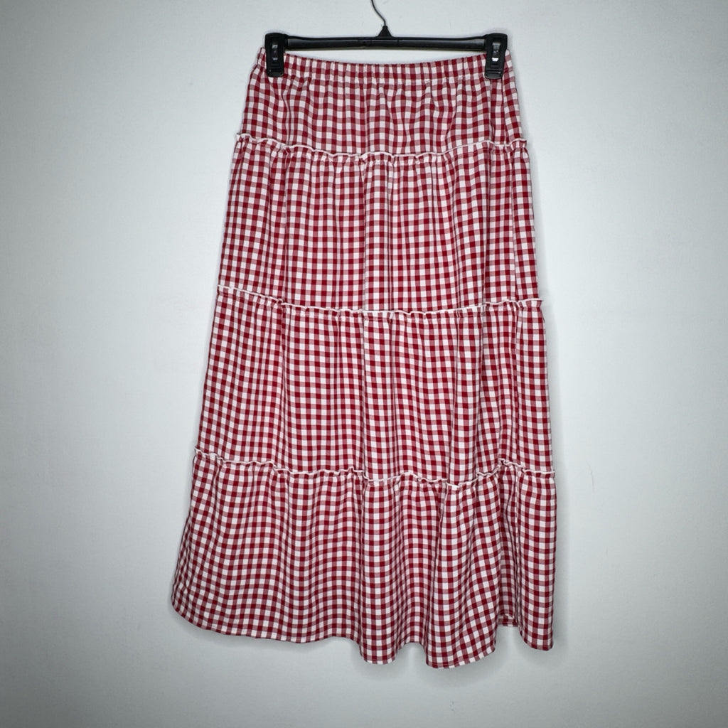 Edikted Red And White Gingham Side Slit Skirt - Size Small