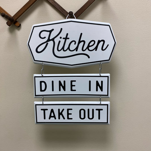 Kitchen Dine In Take Out Metal Sign