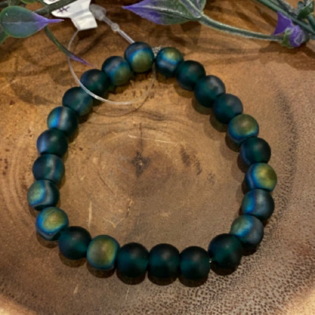 Inga Ann's Green Iridescent Beaded Bracelet