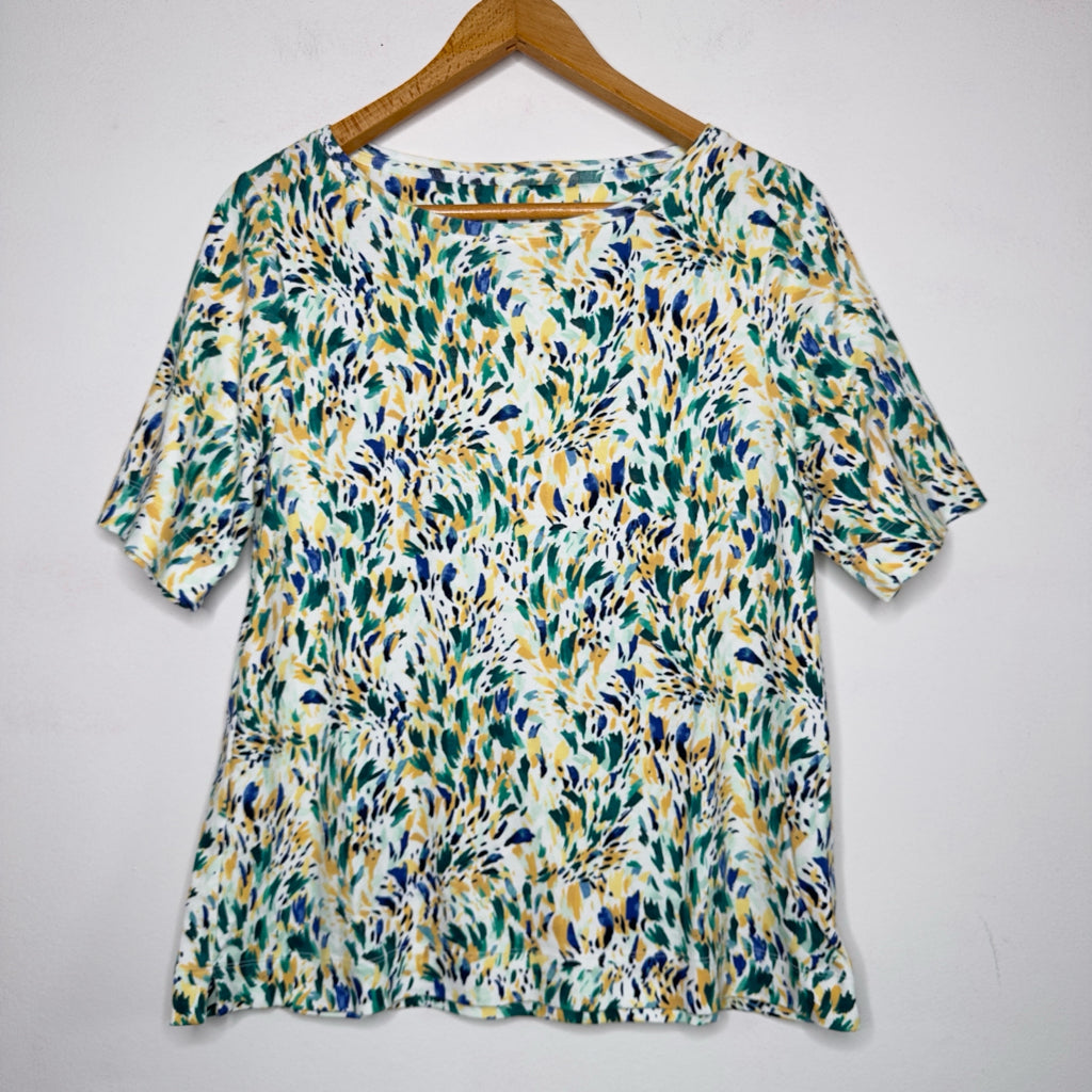Chico's Leafy Swamp Pima Elbow Sleeve Tee - Size Large