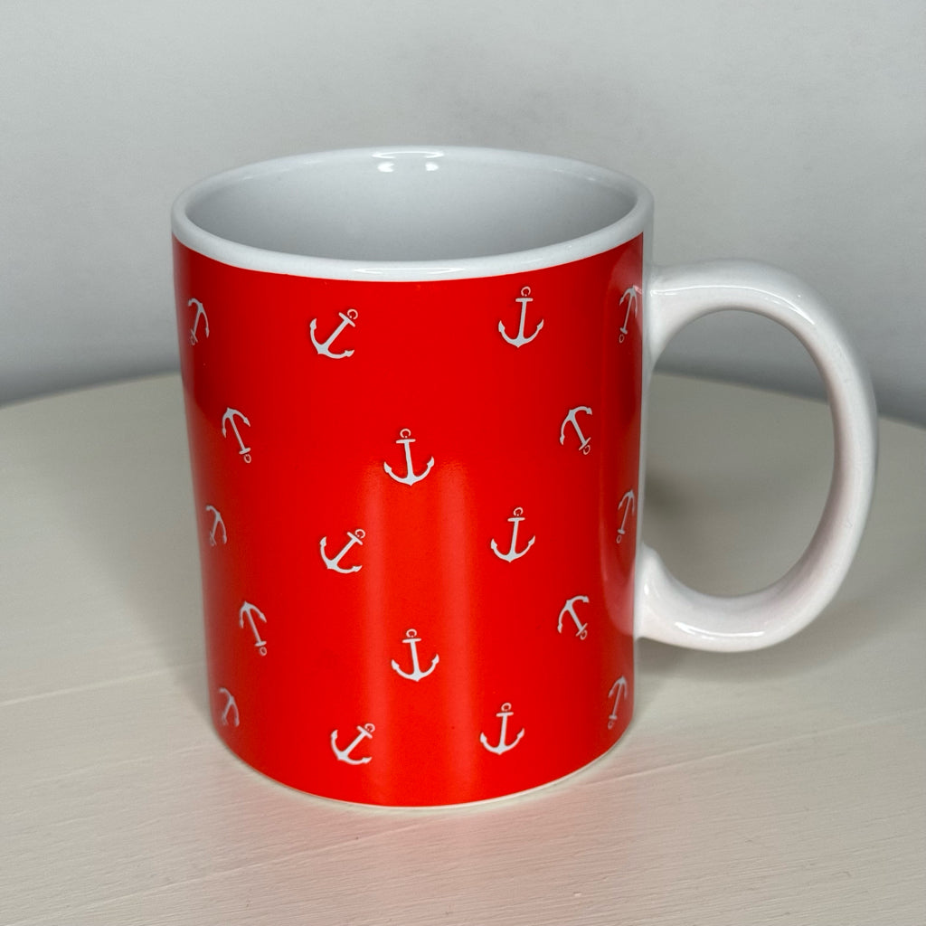 Nautica Red & White Anchor Print Mug