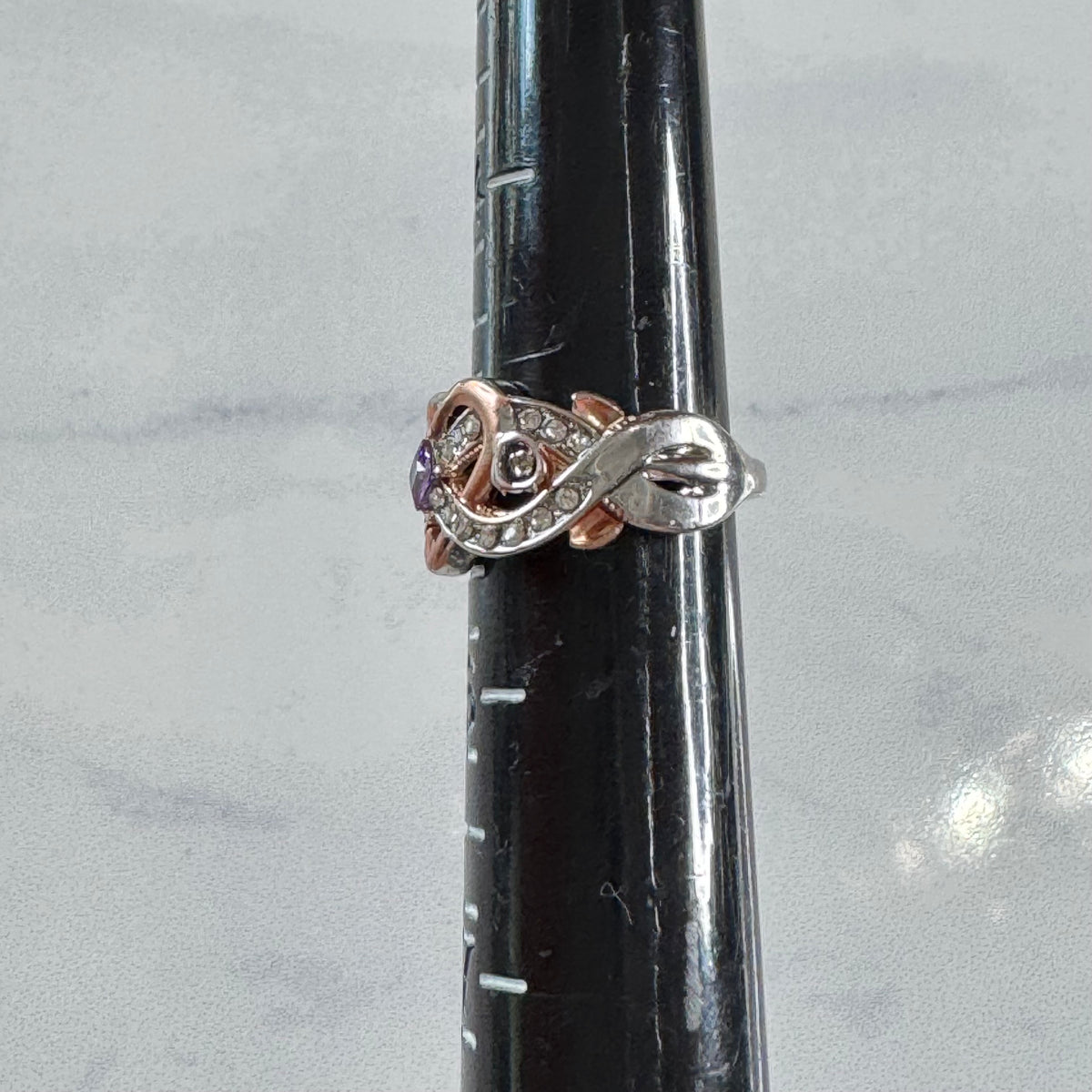 Enchanted Princess Two-Tone Heart Knot Ring - Size 5