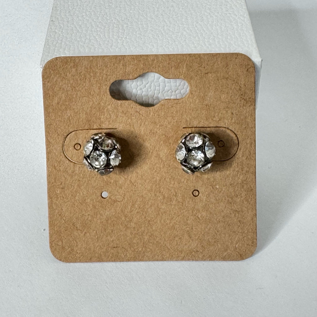 Vintage Style Rhinestone Disco Ball Stud Earrings