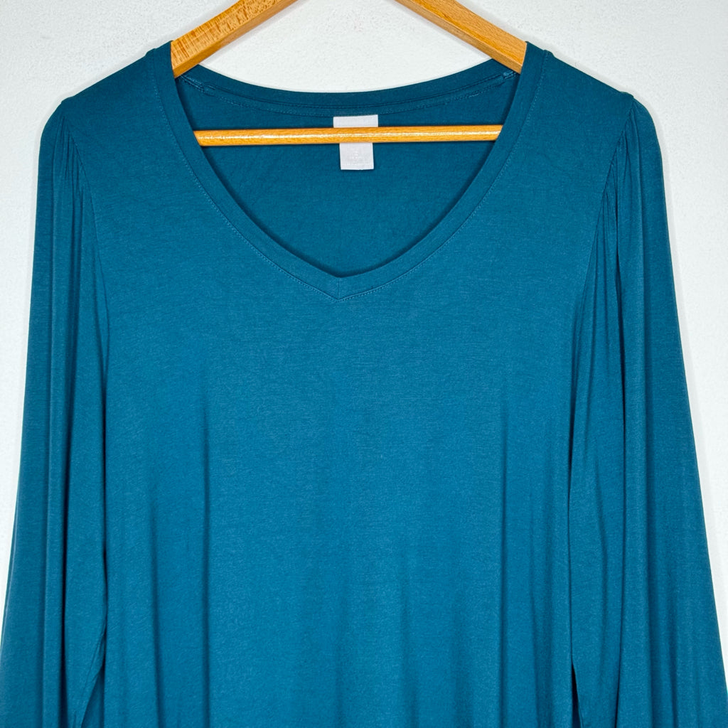 Chico's Touch of Cool Long Sleeve V-Neck Top - Size Large