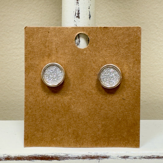 Silver Glitter Earrings