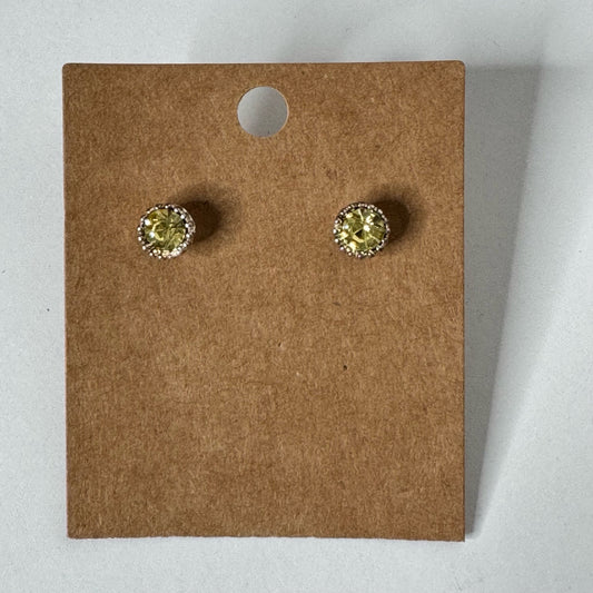 Peridot-Colored Halo Stud Earrings