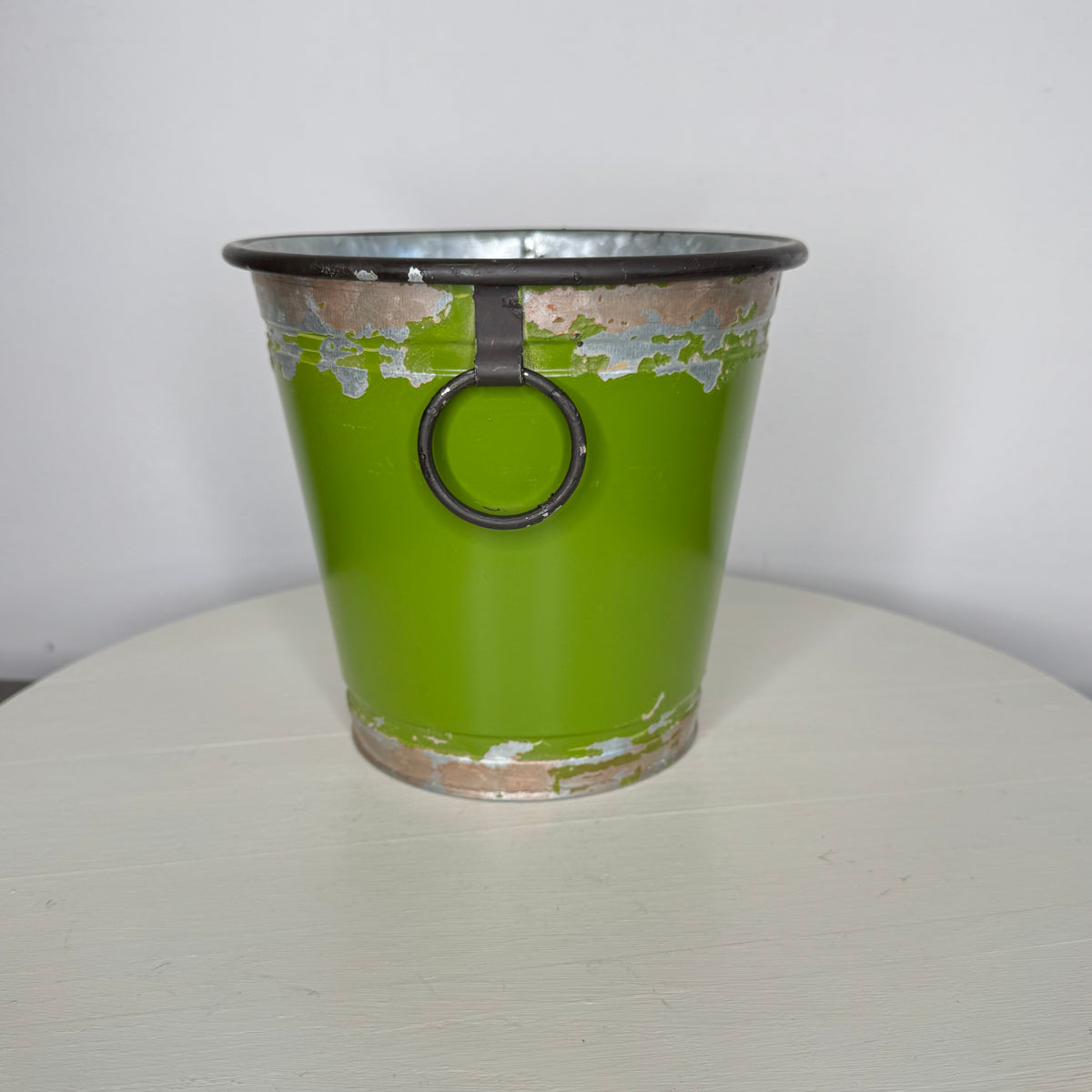 Chippy Green Galvanized Metal Pail