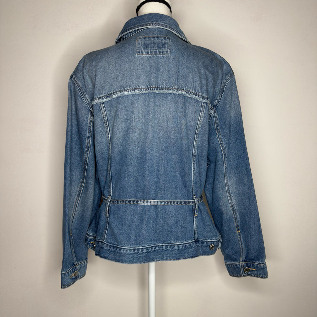 Loft Tie-Waist Denim Trucker Jacket - Size Large