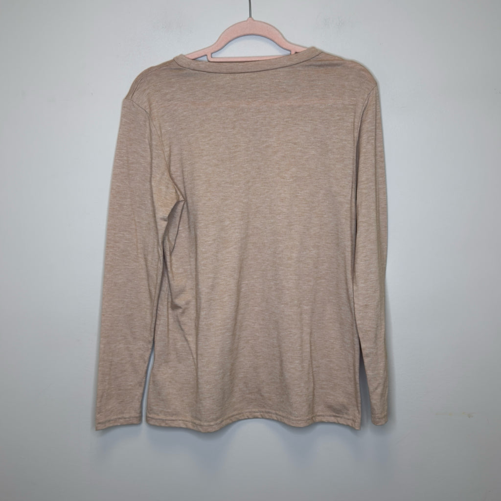 Beige Long Sleeve Tee - Size Medium