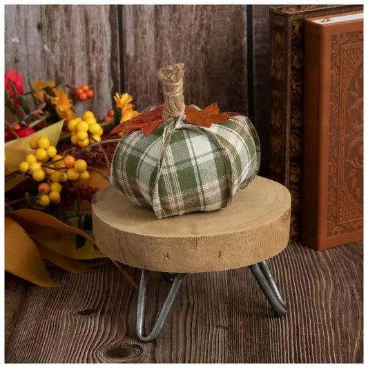 Mini Plaid Pumpkin - Green