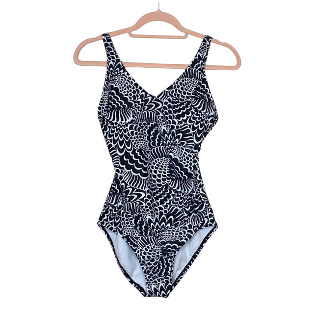 Speedo Black & White One Piece Swimsuit - Size 10