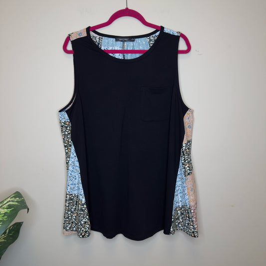 Doe & Rae Patchwork Print Tank Top - Size 2X