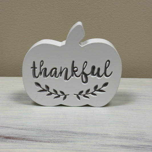 Thankful Pumpkin Wood Decor