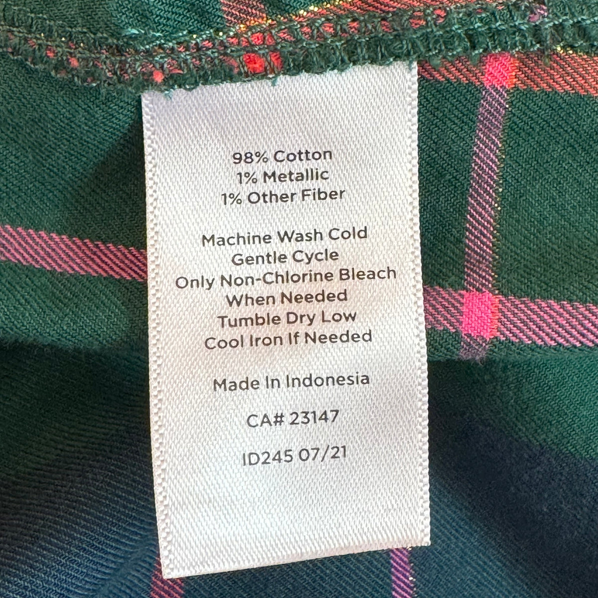 Talbots Plaid Long Sleeve Button Front Top - Size 2X