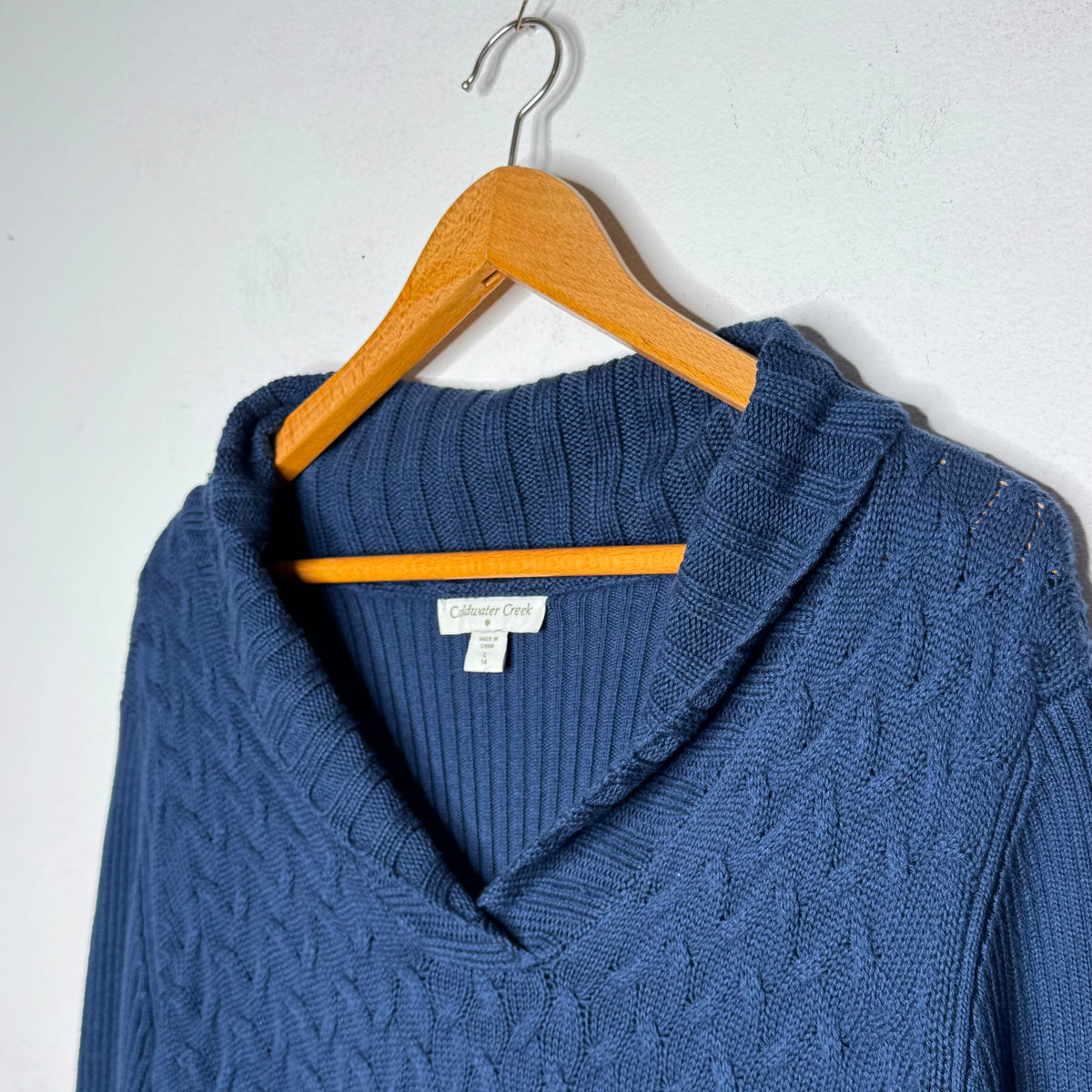 Coldwater Creek Cable Knit V-Neck Sweater - Size Large (14)