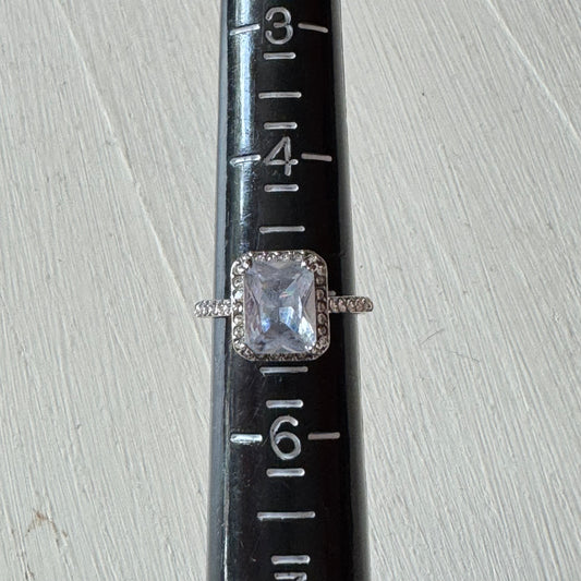 Radiant Cut Halo Engagement Ring With Pavé Band - Size 5