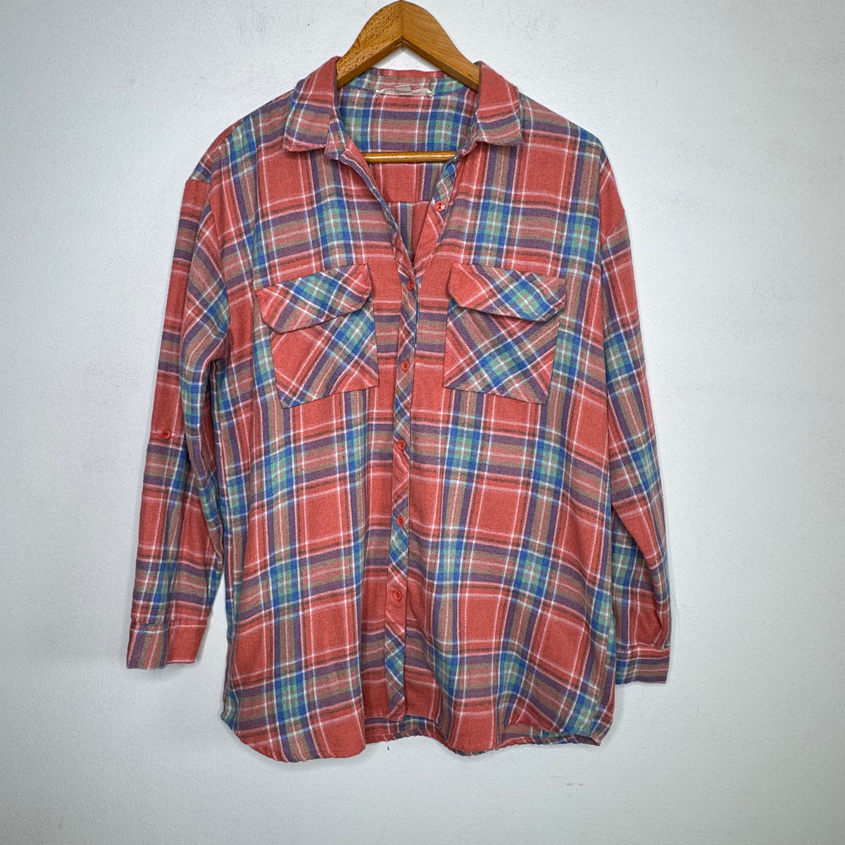 Vine & Love Plaid Flannel Button Front Top - Size Small