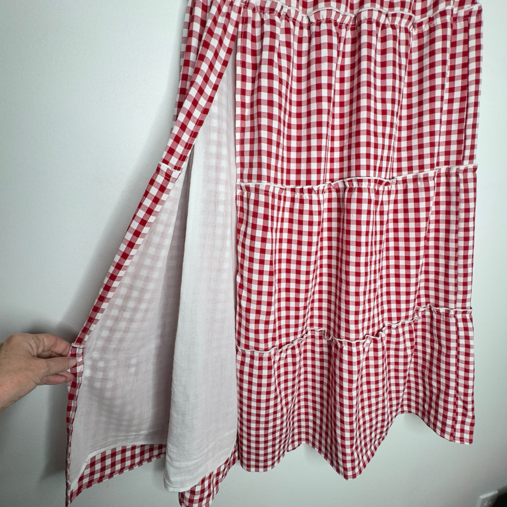 Edikted Red And White Gingham Side Slit Skirt - Size Small