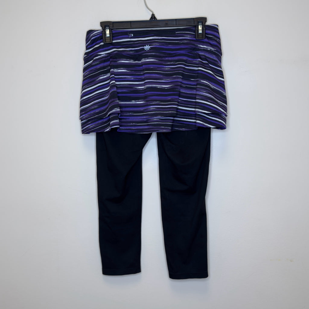 Athleta Black Night Painted Cuteness 2 In 1 Skirt Capri Leggings - Medium Petite