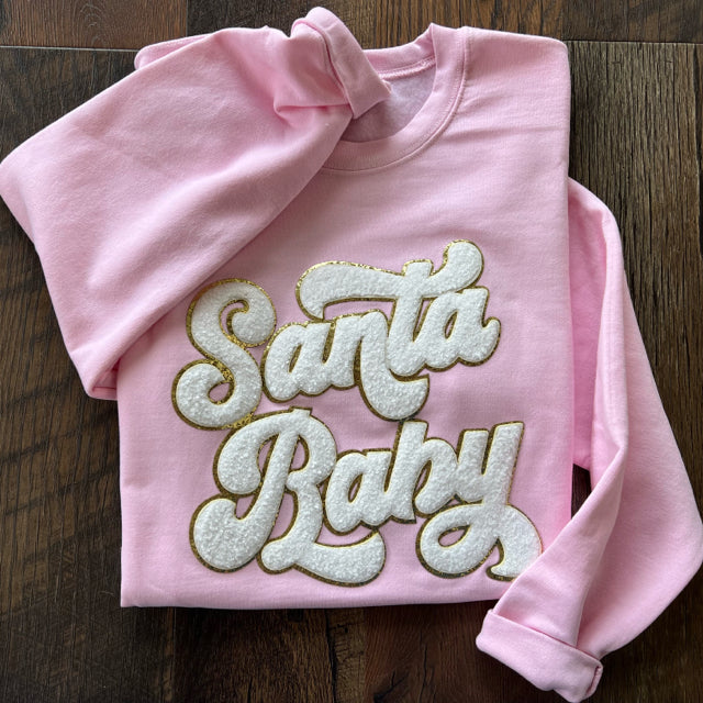 Santa Baby Chenille Patch Sweatshirt - Size Large