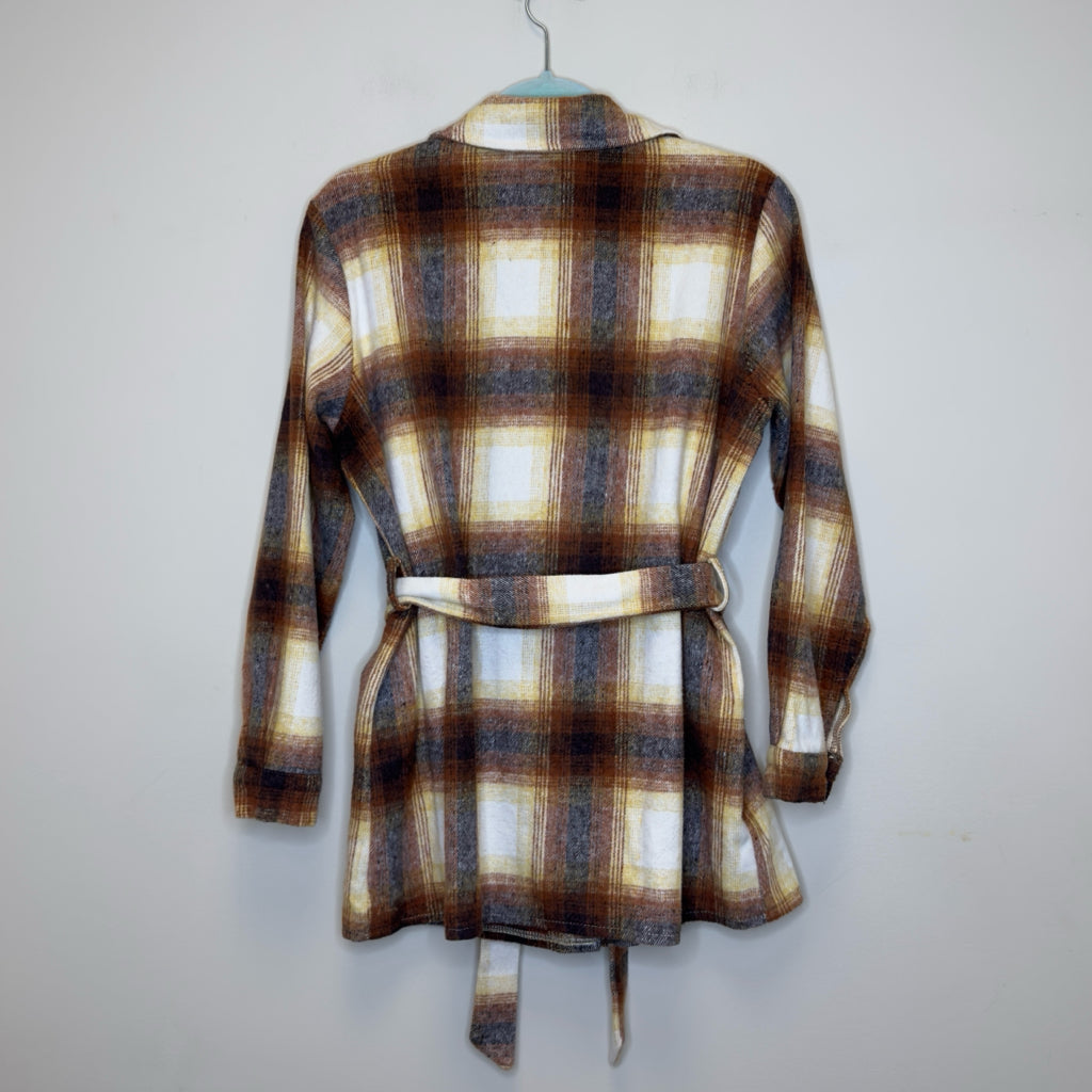 Plaid Belted Shacket - Size Small
